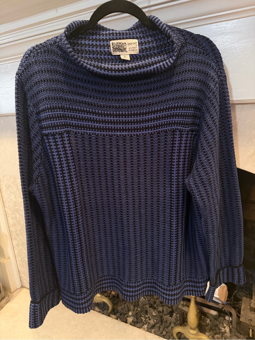 Habitat Navy Textured Crewneck Sweater - Women 100% Cotton size XL